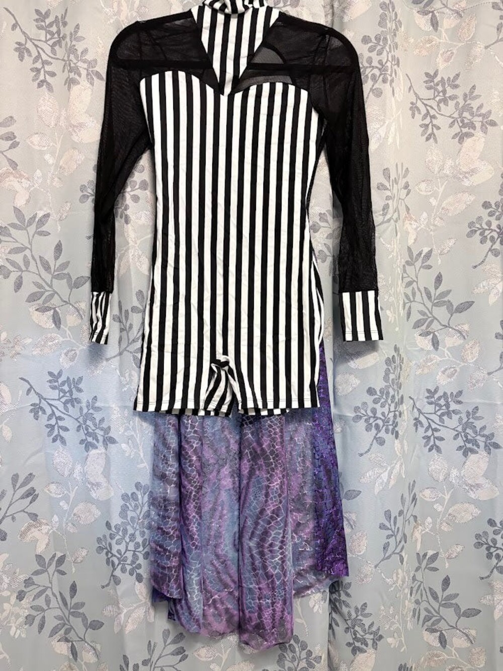 Dance Costume - Adult Small - Black and White one piece & purple half skirt